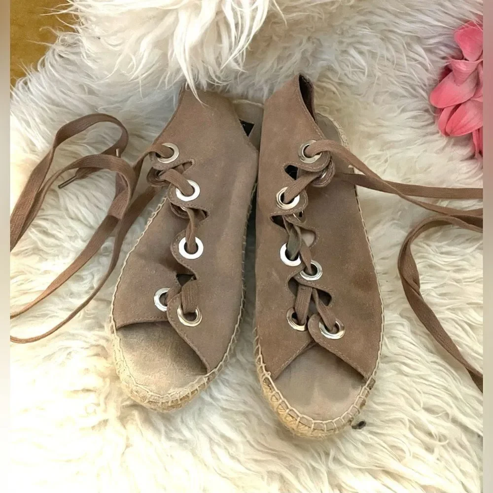 Steve Madden Ibina Espadrille Lace Up Gladiator Sandals Sz 8